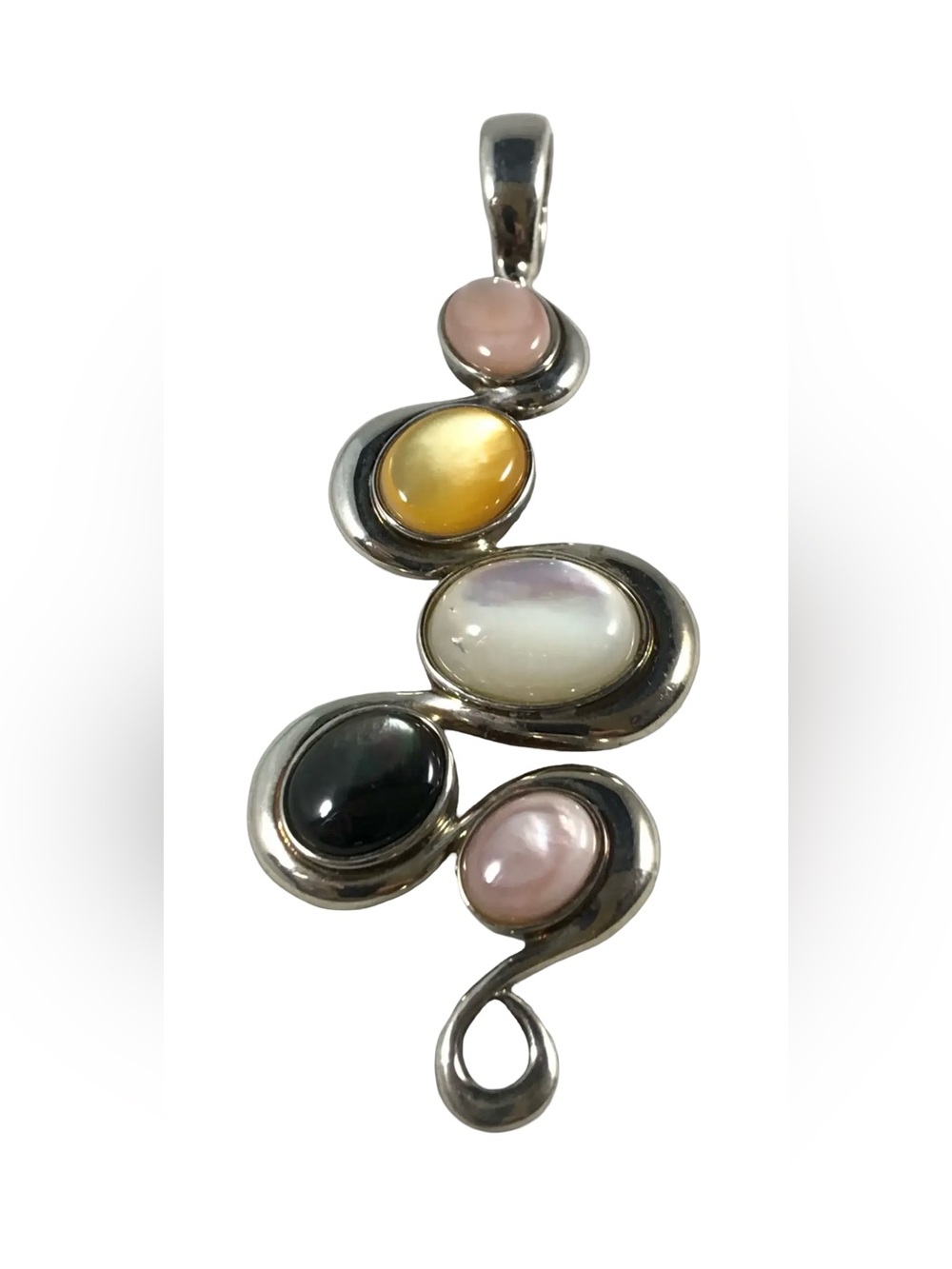 Carolyn Pollack sterling silver pendant  multi-colored mother of pearl
